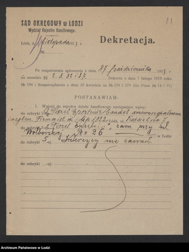 Obraz 13 z jednostki "Fiszla Epsztajn – handel drzewem opałowym"