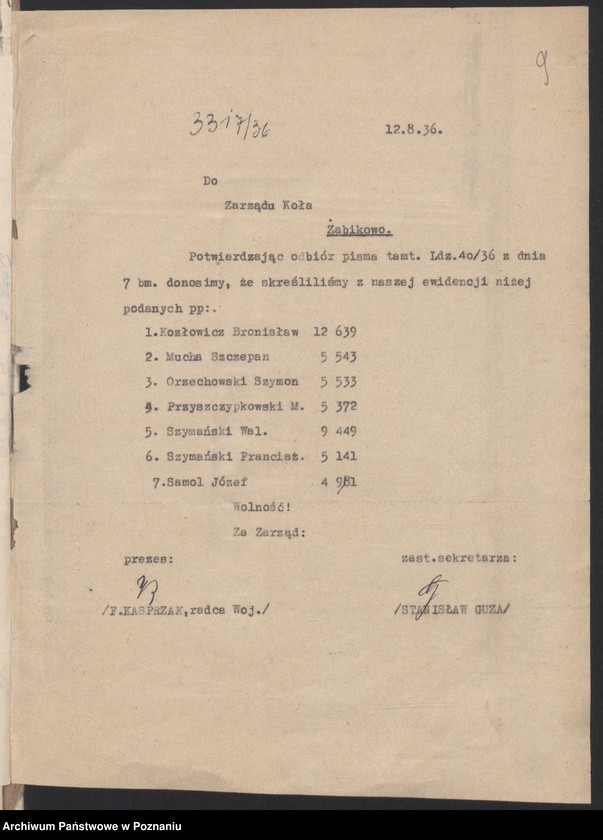 Obraz 13 z jednostki "Żabikowo - akta koła."