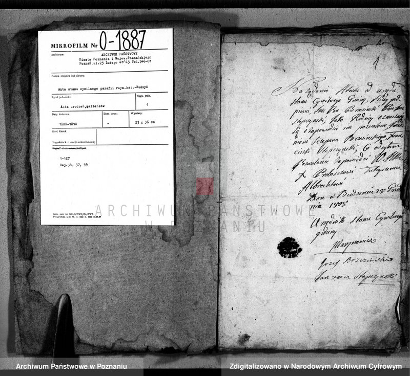 image.from.team "Akta stanu cywilnego Parafii Rzymskokatolickiej Budzyń (pow. chodzieski)"