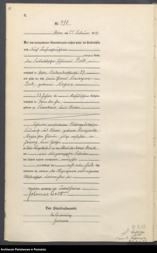 Obraz 18 z jednostki "Księga miejscowa zgonów tom II [Rejestr główny zgonów]"