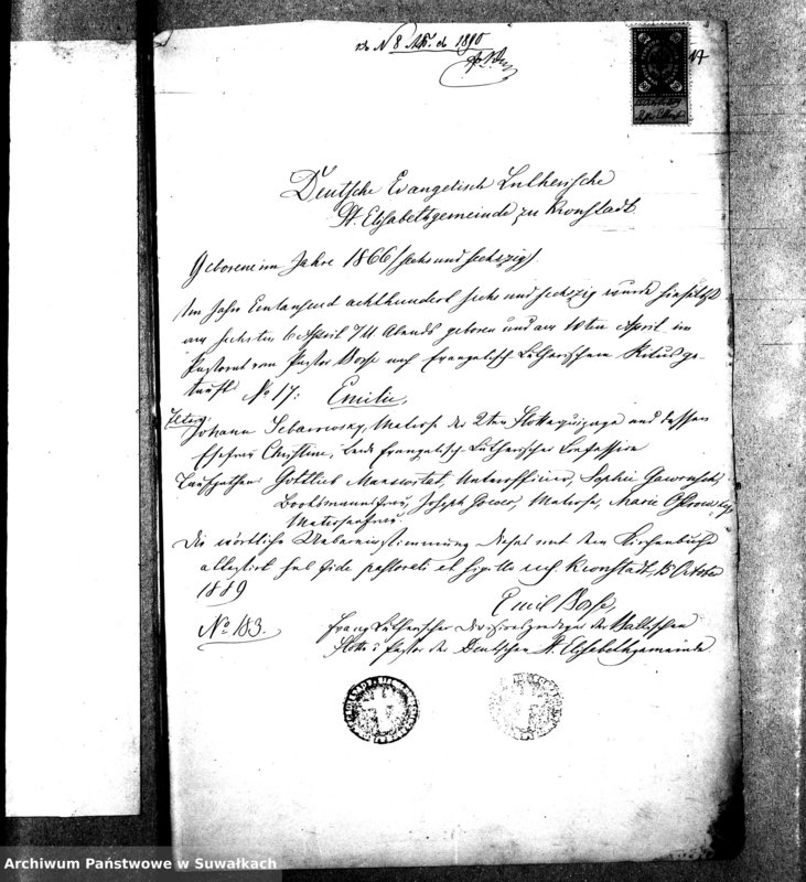 image.from.unit.number "[Dokumenty do akt małżeństw wyznania ewangelicko-augsburskiego w Wiżajnach]"