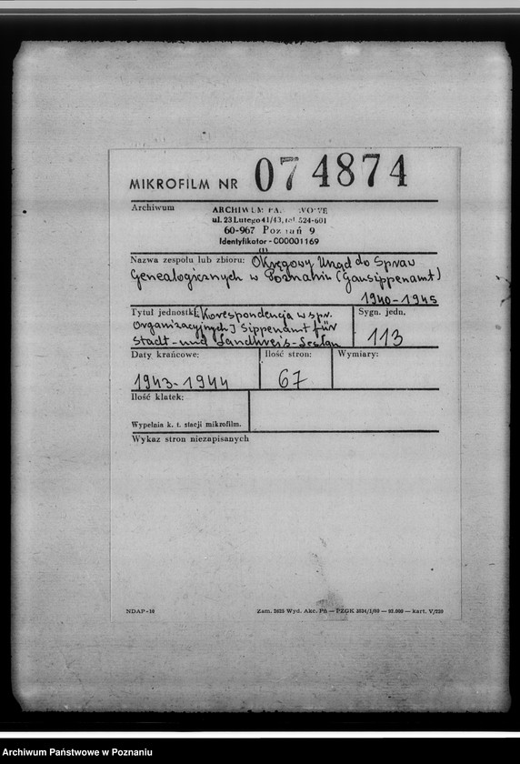 Obraz 2 z jednostki "[Korespondencja w sprawach organizacyjnych]- Sippenamt für Stadt- und Landkreis Leslau [Włocławek, województwo bydgoskie]"