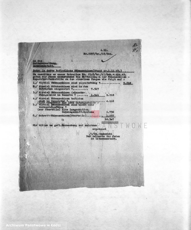 Obraz 18 z jednostki "Arbeitsressort M-P [Niemieckie zamówienia skierowane do resortów pracy, produkcja, zapotrzebowania materiałów do produkcji]"