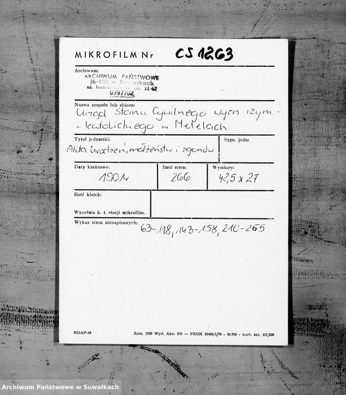 Obraz 2 z jednostki "Duplikat aktov graždanskago sostojanija Metel