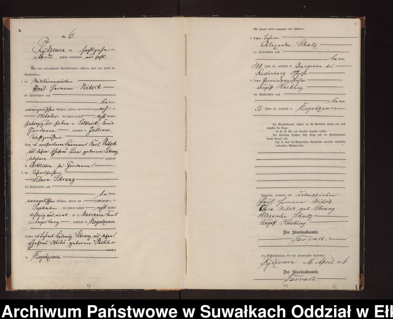 image.from.unit.number "Heirats-Neben-Register des Preussischen Standes-Amtes Rydzewen Kreis Lötzen"
