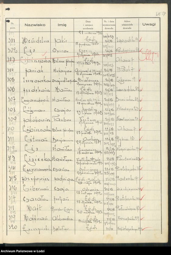 image.from.unit.number "Ewidencja dowodów osobistych wydanych przez Zarząd Miejski w Łodzi, zespół nr 3 [- nazwiska na litery Ch, H, I, J, L, Ł]"