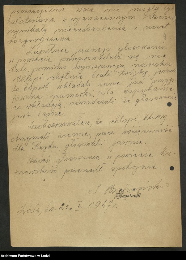 Obraz 9 z jednostki "Wybory do Sejmu okręg VIII Kutno - sprawozdania [z akcji wyborczej, wykazy uprawnionych do głosowania, składy Obwodowych Komisji Wyborczych]"