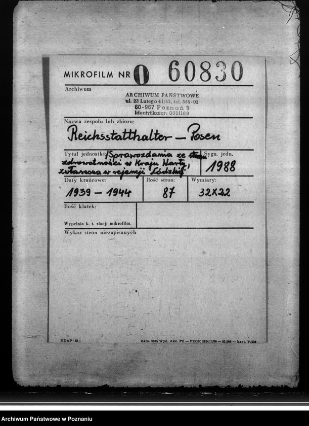 Obraz 2 z jednostki "Sprawozdania ze stanu zdrowotności w Kraju Warty, zwłaszcza w rejencji łódzkiej"