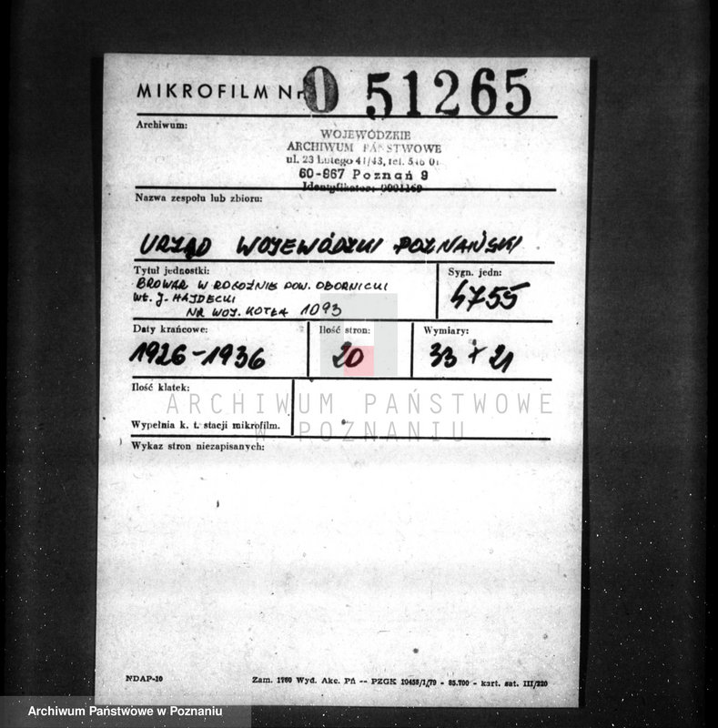 Obraz 2 z jednostki "Browar w Rogoźnie pow. obornicki, własność. J. Hajdecki nr woj. kotła 1093"