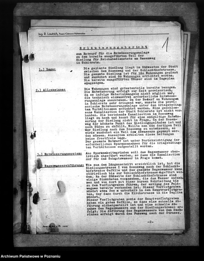 Obraz 5 z jednostki "Entwurt für die Entwässerungsanlage der Reichsbedienstetensiedlung am Rosenweg in Schieratz"