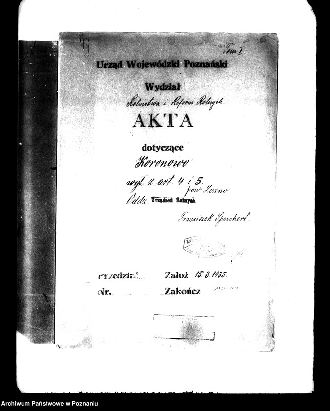 Obraz 4 z jednostki "Majątek Koronowo powiatu leszczyńskiego wyłączenie z art. 4/5 ustawy o reformie rolnej Franciszek Speichert"