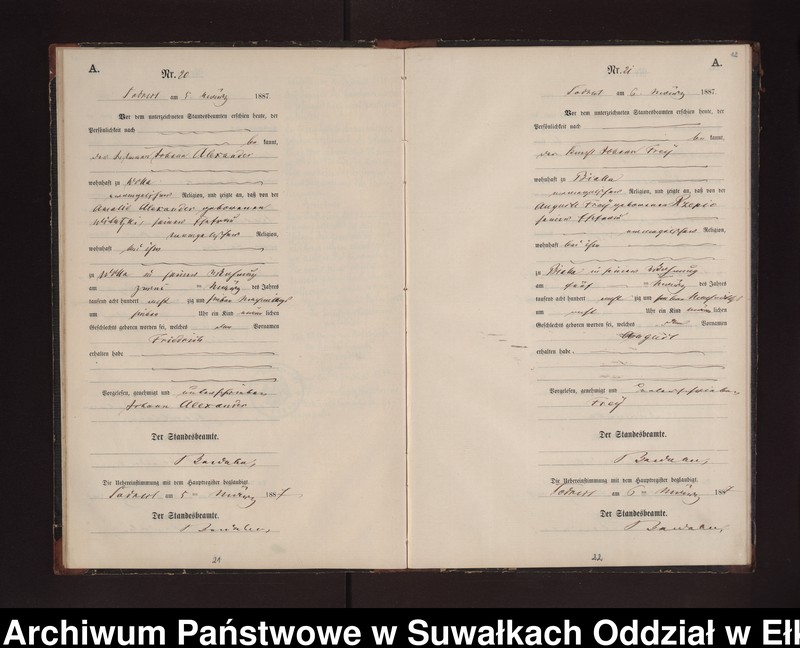 Obraz 15 z jednostki "Geburts-Neben-Register des Preussischen Standes-Amtes Neuhoff Kreis Loetzen"