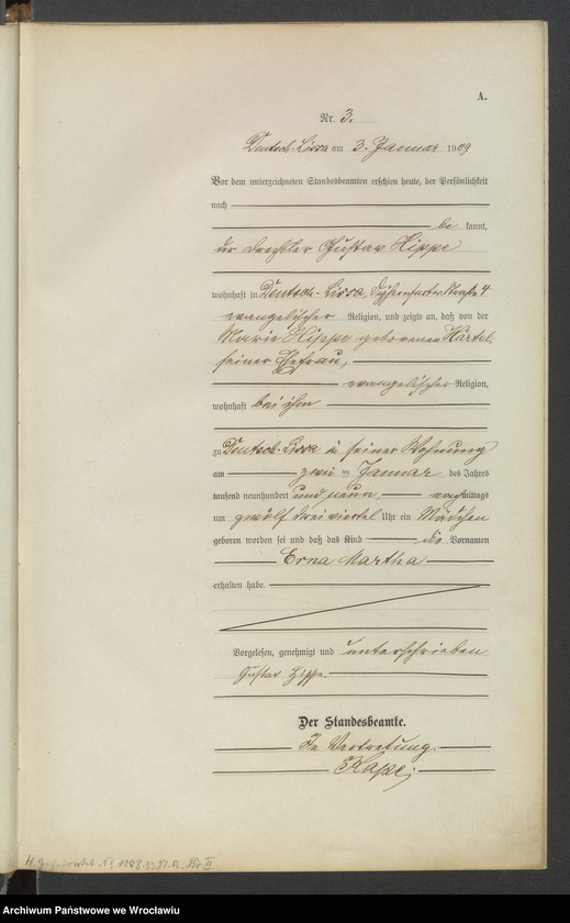 image.from.unit.number "Księga urodzeń Leśnica (Deutsch Lissa) 1909"