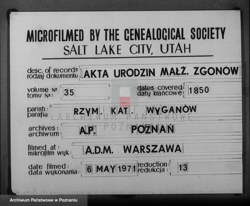 Obraz 1 z jednostki "Księga urodzeń, małżeństw i zgonów"
