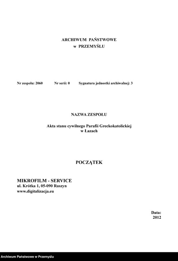 image.from.unit.number "Księga metrykalna zmarłych: Łazy, Duńkowice"