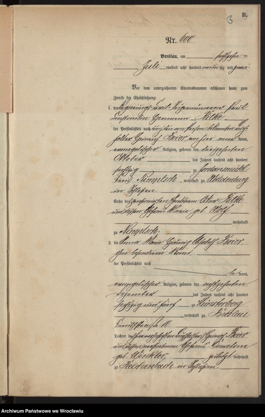 image.from.unit.number "Heiraths-Neben-Register Breslau I 1892 Band 4"