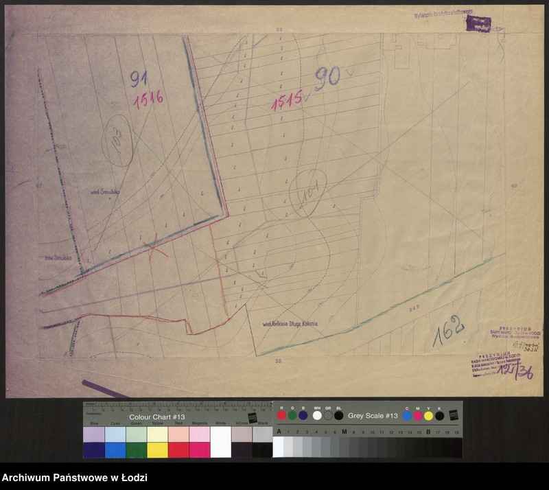 Obraz 1 z jednostki "Plan m. Łodzi 1:2000 z oznaczeniem podziału miasta na obwody i rejony spisowe. Sekcja SW46"