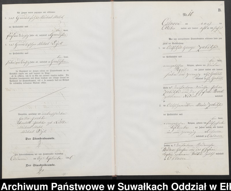 image.from.unit.number "Heiraths-Neben-Register des Preussischen Standes-Amtes Orlowen Kreis Loetzen für das Jahr 1886"