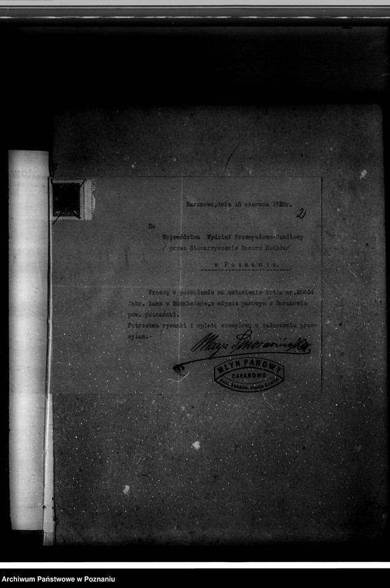 Obraz 6 z jednostki "Młyn parowy M. Smorawińskiej Baranowo powiat poznański nr woj. kotła 328 później własność J. Tomkowiak, Fabianowo powiat poznański"