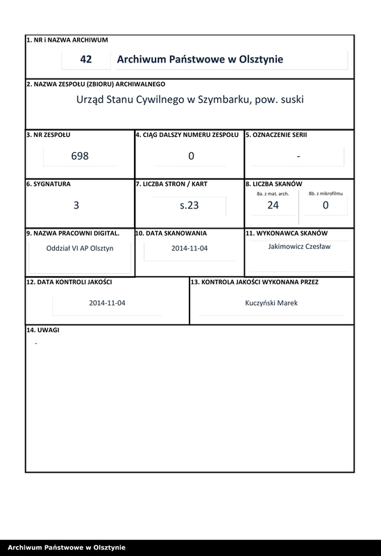 Obraz 2 z jednostki "Sterbe-Neben-Register Nr 1 - 22"