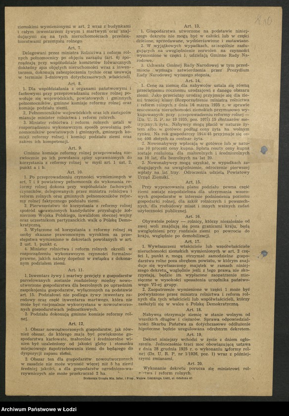 Obraz 11 z jednostki "Odezwy [tezy do referatów, materiały propagandowe różnych organizacji społeczno - politycznych]"