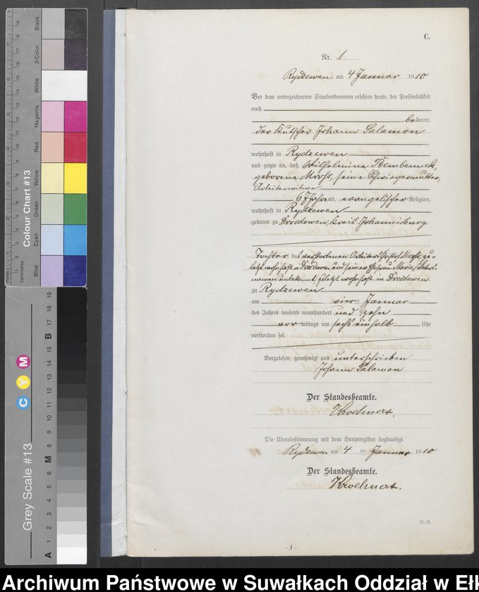 image.from.unit.number "C 2. Sterbe=Register (Neben=Register) Standesamt Rydzewen"