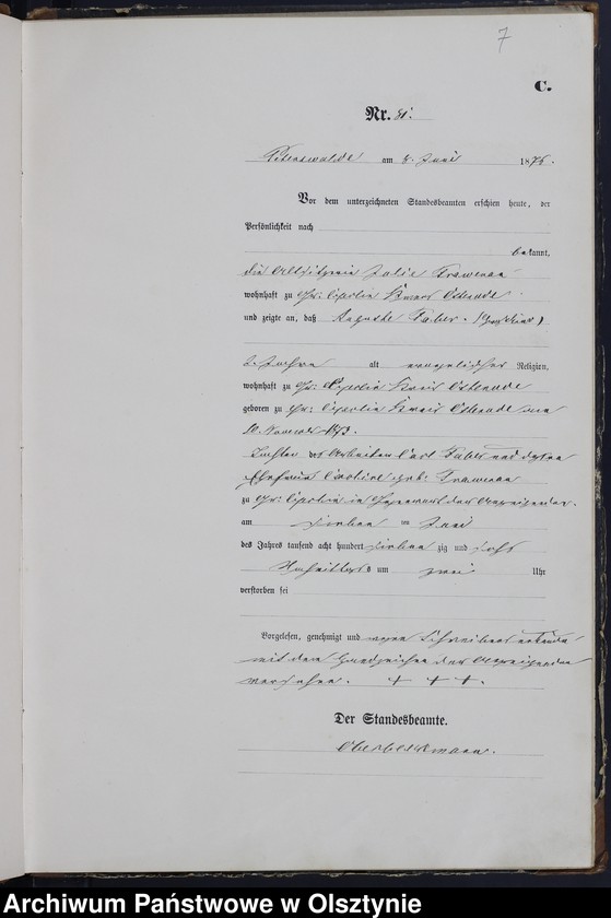 image.from.unit.number "Sterbe-Haupt-Register Tom I,Nr 75 - 140"