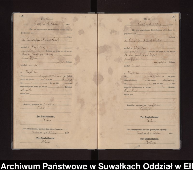 image.from.unit.number "Geburts-Neben-Register des Königlichen Preussischen Standes-Amtes Gneist Kreis Loetzen"