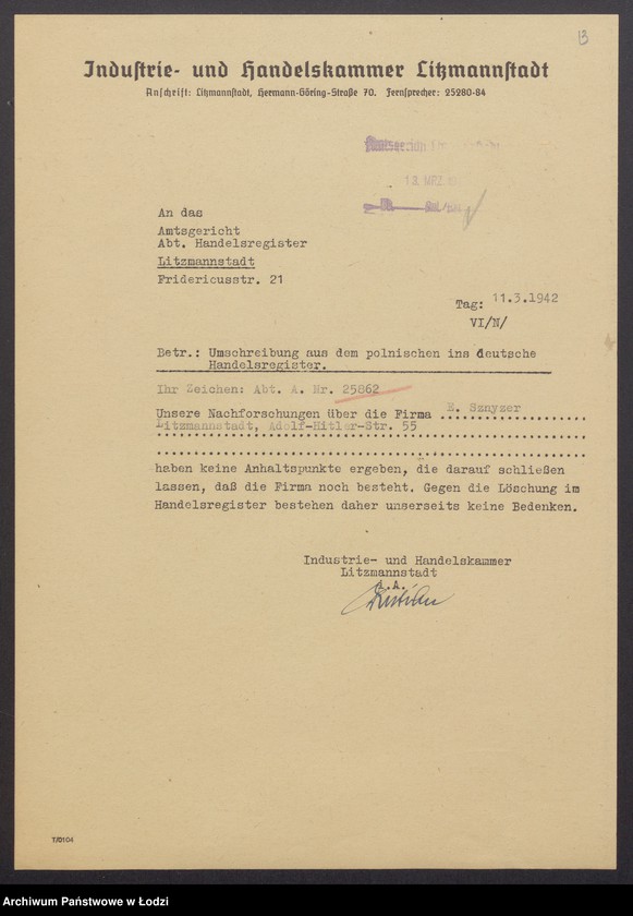 Obraz 15 z jednostki "Estera Sznycer – wyrób i sprzedaż towarów włokienniczych"