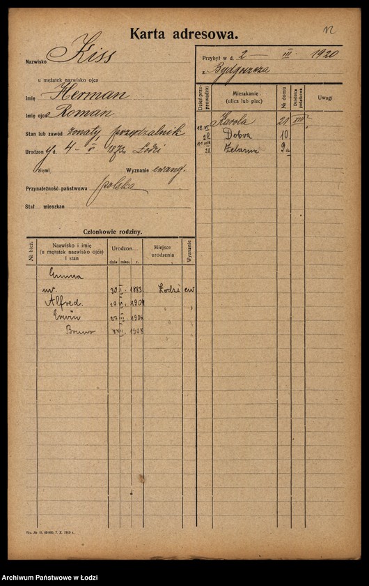 Obraz 14 z jednostki "[Spis ludności Łodzi] Kirszrot - Klajdermacher"