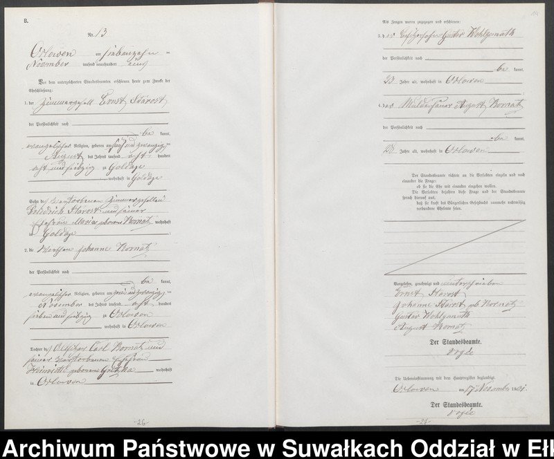 image.from.unit.number "Heiraths-Neben-Register des Preussischen Standes-Amtes Orlowen Kreis Loetzen"