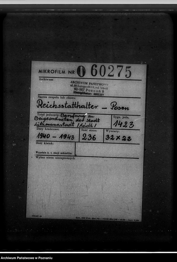 Obraz 2 z jednostki "Berufung zu Beigeordneten der Stadt Litzmannstadt (Łódź)"