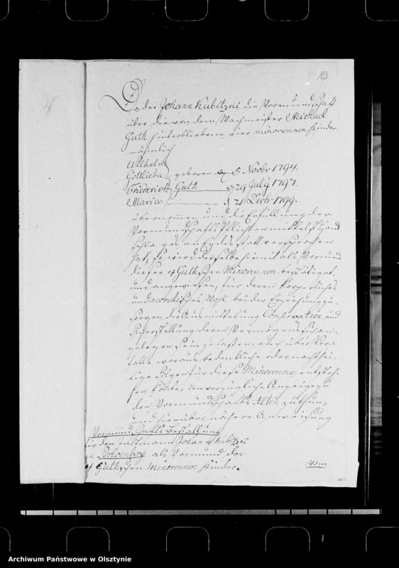 image.from.unit.number "Nachlasssache der verst. Wachtmeisters M. Guth zu Schönberg"