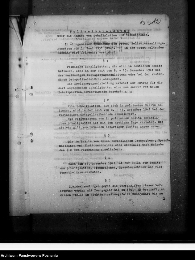 Obraz 17 z jednostki "Polizei verordnung über die Abgabe von Schaltplatten und Gramophonen"
