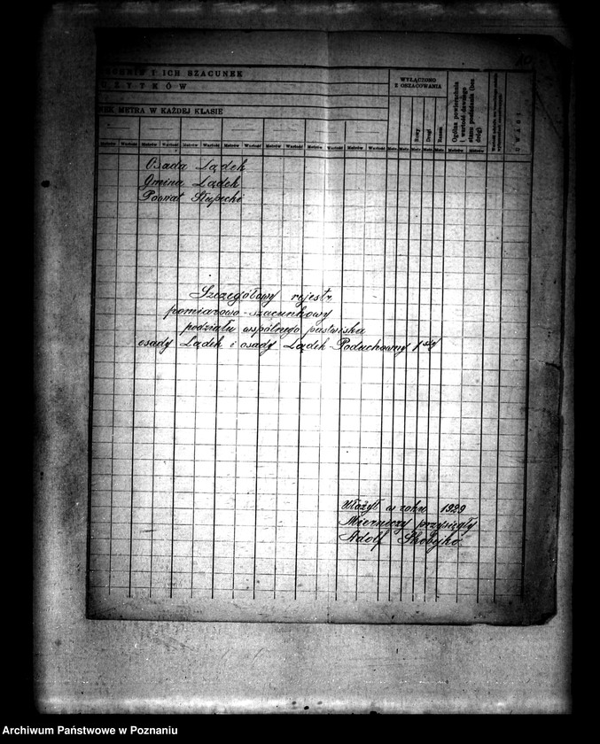 Obraz 15 z jednostki "Szczegółowe rejestry pomiarowo-szacunkowe podziału wspólnego pastwiska osady Lądek i osady Lądek Poduchowny I"