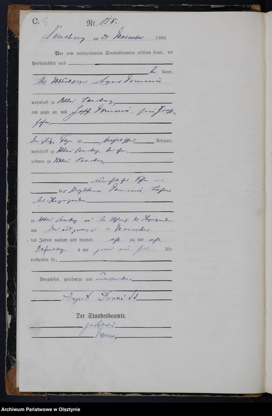 image.from.unit.number "Sterbe-Haupt-Register,Tom II,Nr 155 - 163"