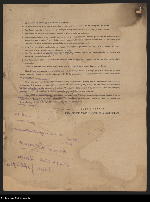 image.from.unit.number "Liga Odrodzenia Gospodarczego Polski. Projekt wydania "bonów pracy"."