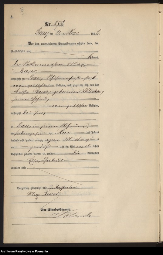 Obraz 11 z jednostki "Księga urodzeń t. III"