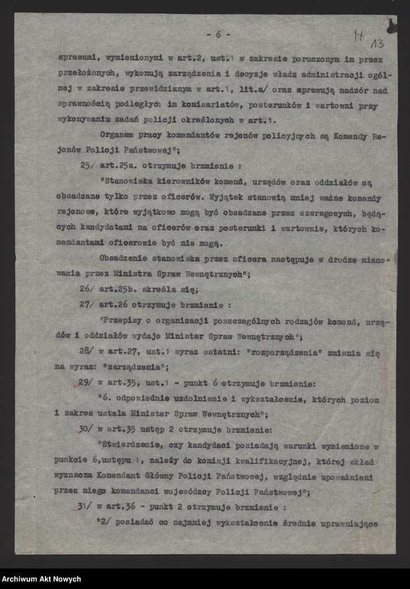 image.from.unit.number "Nowelizacji rozporządzenia Prezydenta Rzeczpospolitej o Policji Państwowej. Projekt dekretu, korespondencja."
