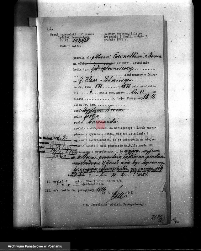 Obraz 13 z jednostki "Mleczarnia parowa w Jerce pow. kościański własność Otton Bermuth z Borowa nr woj. kotła 1816"