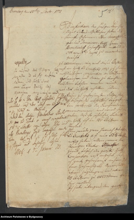 image.from.unit.number "Acta wegen des dem Bernardiner Closter zu Bromberg zu verabfolgenden freien Brennholzes"