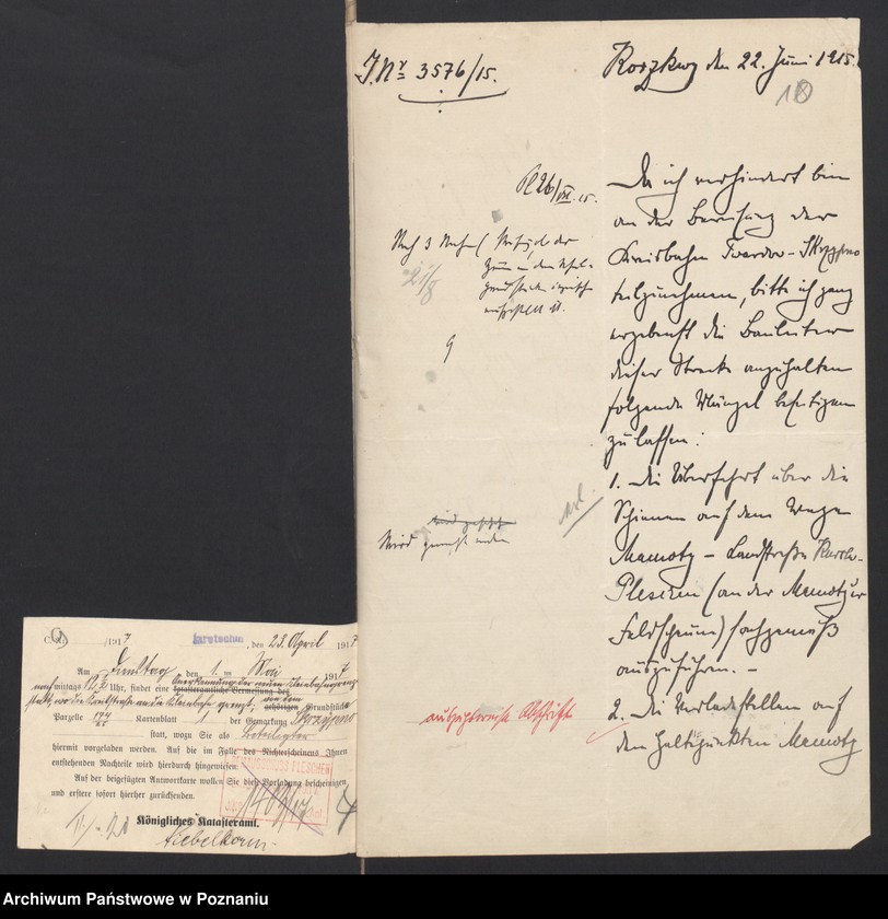 image.from.unit.number "Acta specjalia betreffen Verlängerung der jarotschiner Kreisbahn von Twardow über Kurcew, mamoty, Skrzypno bis Wola"