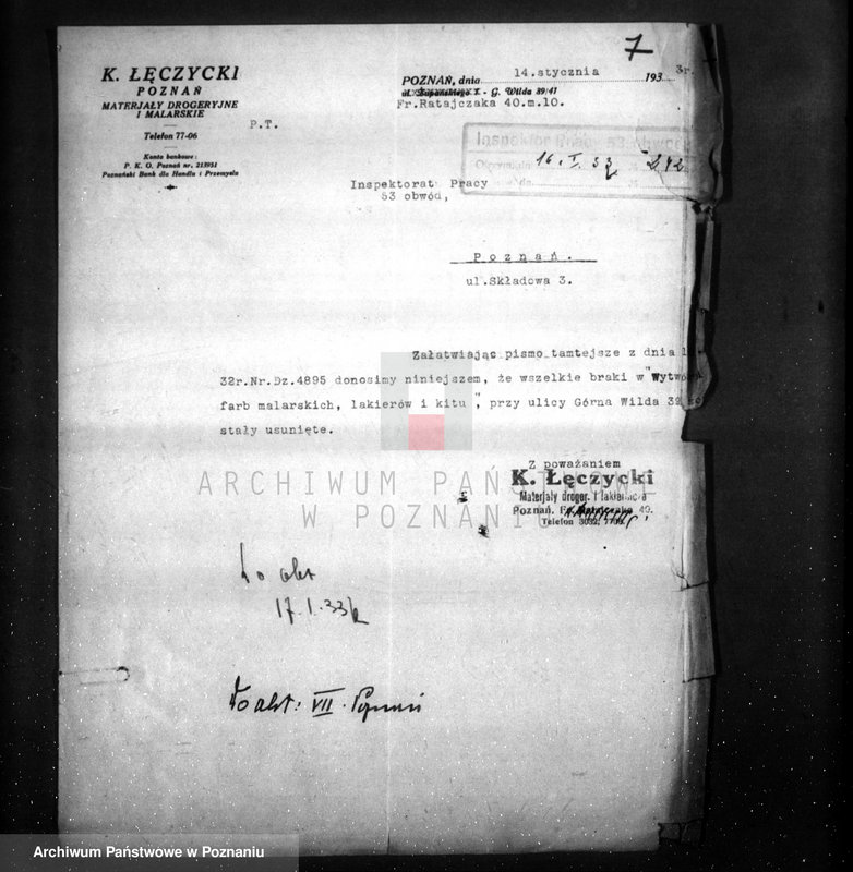 Obraz 11 z jednostki "Kazimierz Łączycki fabryka farb i lakierów w Poznaniu Górna Wilda 160"