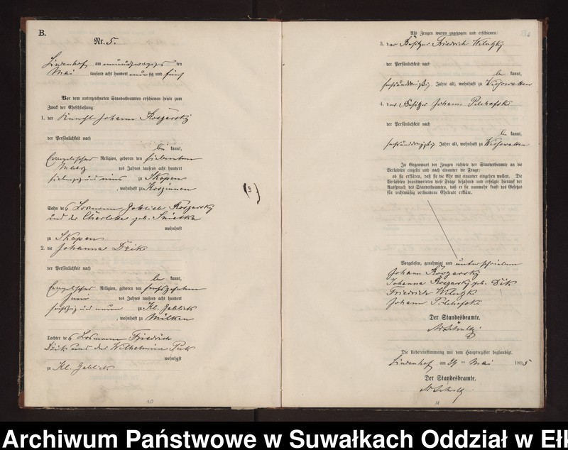 image.from.unit.number "Heiraths-Neben-Register des Preussischen Standes-Amtes Milken Kreis Loetzen"