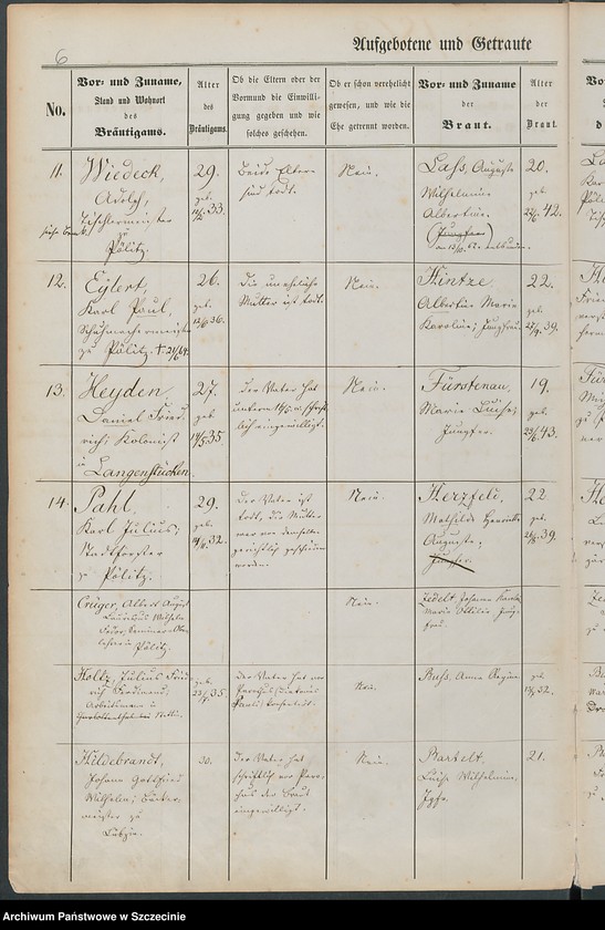 image.from.unit.number "Trauregister. Pöelitz (Police, szcz.)."