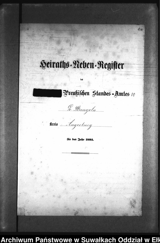 image.from.unit.number "Heiraths-Neben-Register des Preussischen Standes-Amtes Gr. Strengeln Kreis Angerburg"