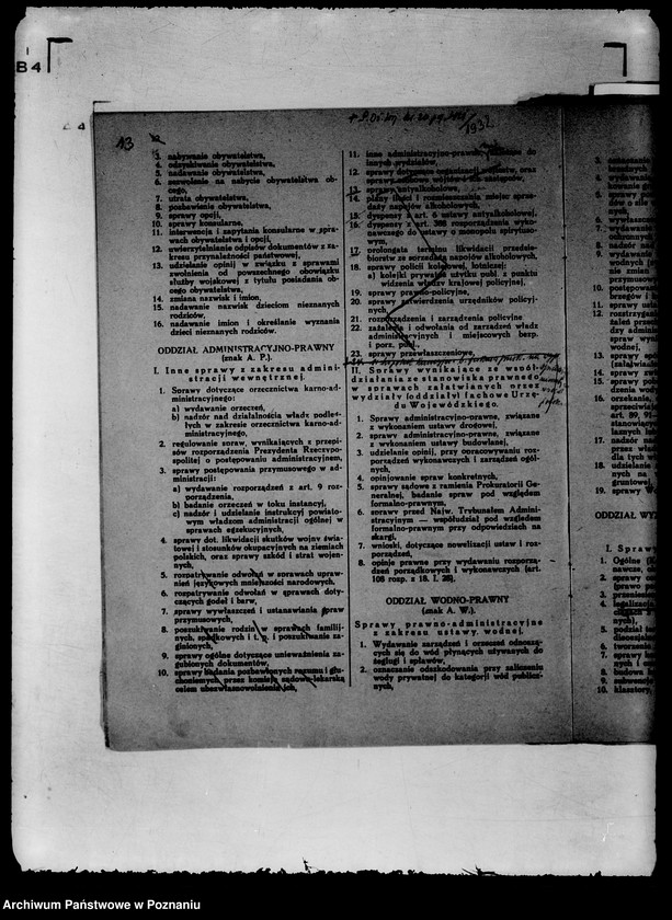 Obraz 17 z jednostki "/Zarządzenia wewnętrzne wojewody w sprawie podziału czynności w Urzędzie Wojewódzkim, statut organizacyjny itp./"