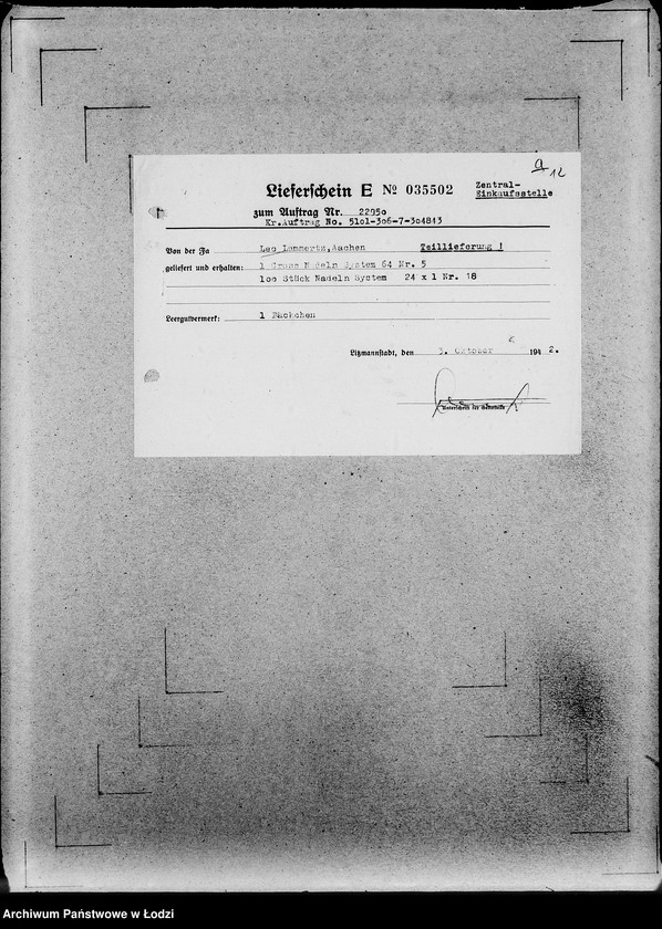 Obraz 16 z jednostki "306 Rucksack L-Z. [Korespondencja, zamówienia i kalkulacje]"