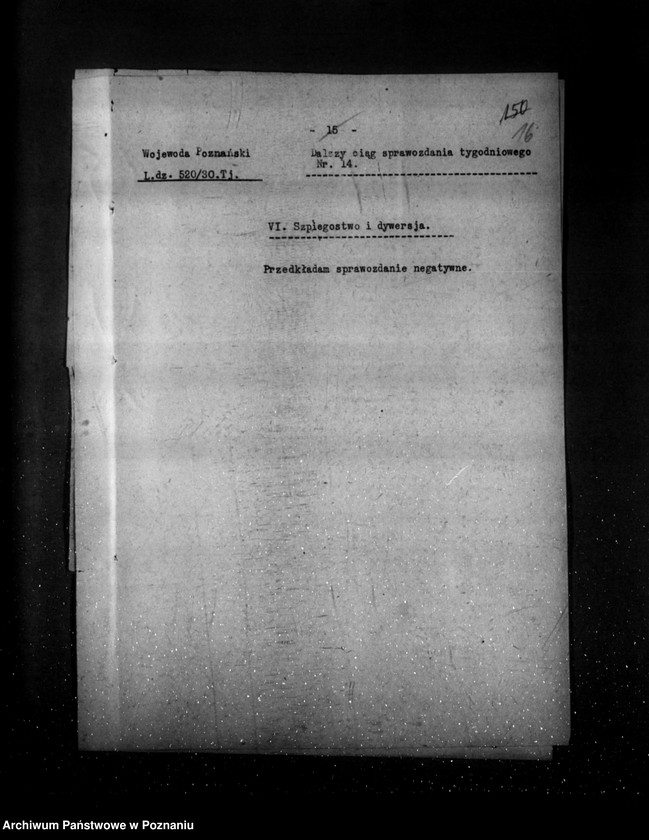 Obraz 20 z jednostki "Sprawozdania sytuacyjne tygodniowe za czas od 1 lutego do 28 lutego 1930 r."
