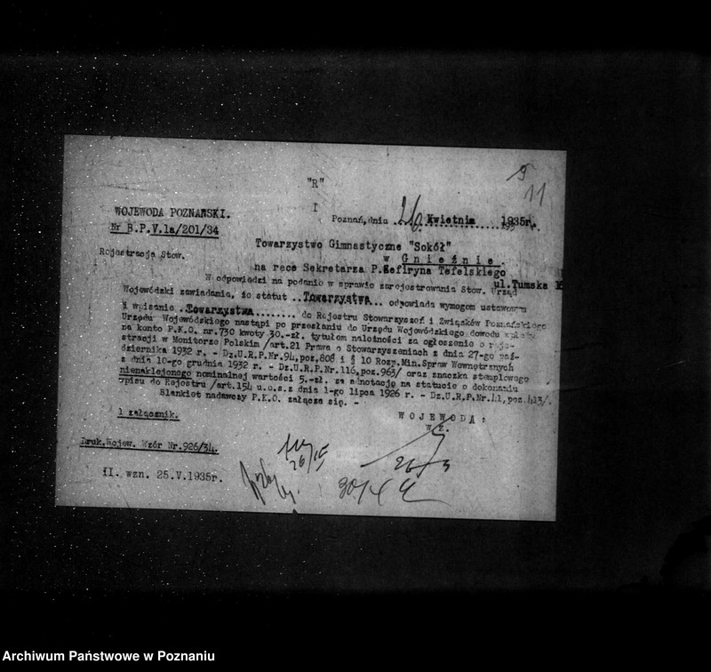 Obraz 16 z jednostki "/Towarzystwo Gimnastyczne Sokół w Gnieźnie - rejestracja/"